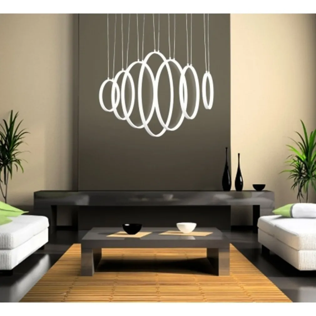 LAMPADARIO LAMPADA SOSPENSIONE ANELLI LUCE LED BIANCO FREDDO SOFFITTO PENDENTE