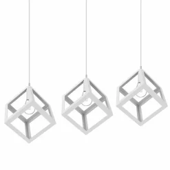 LAMPADARIO LAMPADA SOSPENSIONE CUBO 18CM DESIGN MODERNO PARALUME METALLO BIANCO