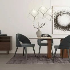 LAMPADARIO LAMPADA SOSPENSIONE CUBO 28CM DESIGN MODERNO PARALUME METALLO BIANCO