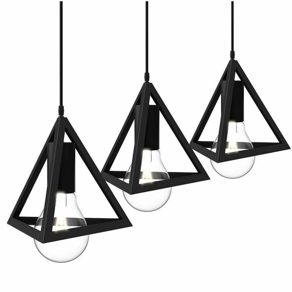 LAMPADARIO LAMPADA SOSPENSIONE PIRAMIDE 18CM DESIGN MODERNO PARALUME NERO