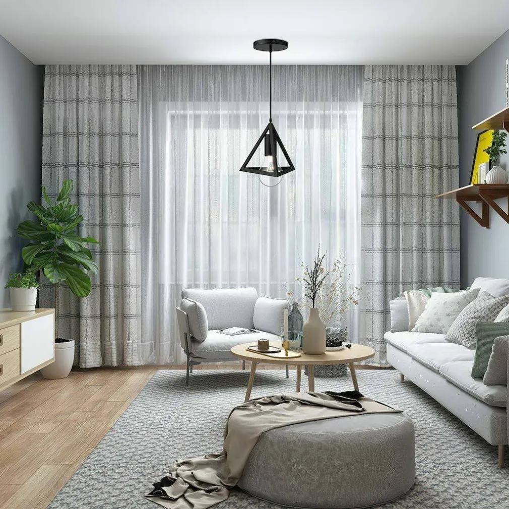 LAMPADARIO LAMPADA SOSPENSIONE PIRAMIDE 18CM DESIGN MODERNO PARALUME NERO