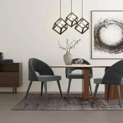 LAMPADARIO LAMPADA SOSPENSIONE CUBO 18CM DESIGN MODERNO PARALUME METALLO NERO