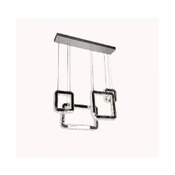 LAMPADARIO LED 55 W A SOSPENSIONE CON CRISTALLI LUCE FREDDA 6500K 4 PENDENTI A17