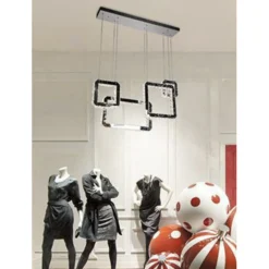 LAMPADARIO LED 55 W A SOSPENSIONE CON CRISTALLI LUCE FREDDA 6500K 4 PENDENTI A17