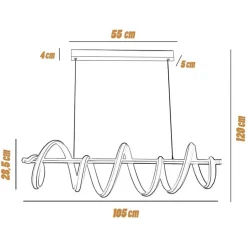 LAMPADARIO LED 60 WATT LAMPADA TWIST BIANCO STILIZZATO TECNOLOGIA CCT 3000K-6500K A68-B3C