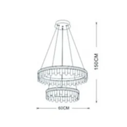 LAMPADARIO LED A SOSPENSIONE ORO 72W 2 CERCHI CON CRISTALLI 3 COLORI LUCE LP-55-3C