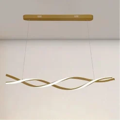 LAMPADARIO LED A SOSPENSIONE 48W ORO SPIRALE ONDULATO VORTICE INTRECCIATO LUCE 4000K 32507