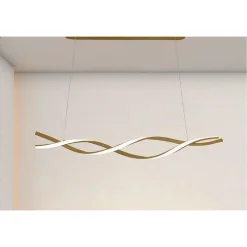 LAMPADARIO LED A SOSPENSIONE 48W ORO SPIRALE ONDULATO VORTICE INTRECCIATO LUCE 4000K 32507