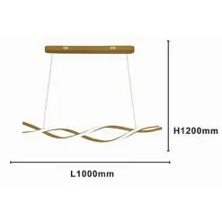 LAMPADARIO LED A SOSPENSIONE 48W ORO SPIRALE ONDULATO VORTICE INTRECCIATO LUCE 6500K 32514