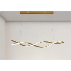 LAMPADARIO LED A SOSPENSIONE 48W ORO SPIRALE ONDULATO VORTICE INTRECCIATO LUCE 6500K 32514