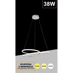 LAMPADARIO LED A SOSPENSIONE INTRECCIATO 38W BIANCO CCT COLORE LUCE SELEZIONABILE B62-B3C