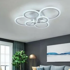 LAMPADARIO LED CCT 3 TONALITÀ 3000K-6500K PLAFONIERA 51W CON 6 CERCHI DESIGN MODERNO C08-3C