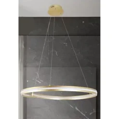LAMPADARIO LED MODERNO A SEMICERCHIO 100W A SOSPENSIONE LUCE 6500K 70CM ORO 33443