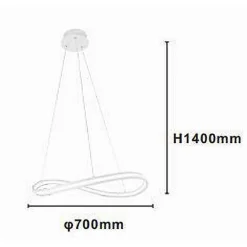 LAMPADARIO LED MODERNO A FIOCCO 100W LAMPADA A SOSPENSIONE LUCE 6500K 70CM BIANCO 33382