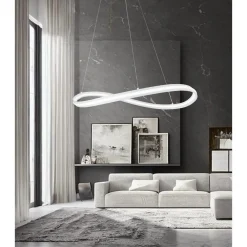 LAMPADARIO LED MODERNO A FIOCCO 100W LAMPADA A SOSPENSIONE LUCE 6500K 70CM BIANCO 33382