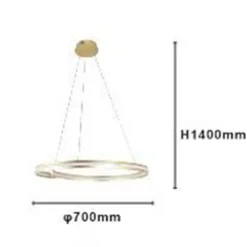 LAMPADARIO LED MODERNO A SEMICERCHIO 100W A SOSPENSIONE LUCE 4000K 70CM ORO 33450