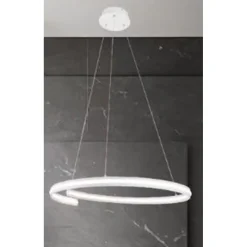 LAMPADARIO LED MODERNO A SEMICERCHIO 100W A SOSPENSIONE LUCE 4000K 70CM BIANCO 33436