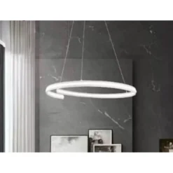 LAMPADARIO LED MODERNO A SEMICERCHIO 100W A SOSPENSIONE LUCE 4000K 70CM BIANCO 33436