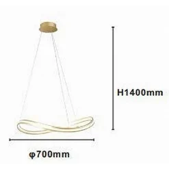 LAMPADARIO LED MODERNO A FIOCCO 100W LAMPADA A SOSPENSIONE LUCE 6500K 70CM ORO 33405