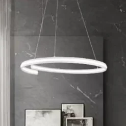 LAMPADARIO LED MODERNO A SEMICERCHIO 100W A SOSPENSIONE LUCE 6500K 70CM BIANCO 33429