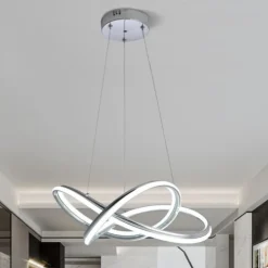 LAMPADARIO LED MODERNO INTRECCIATO 60W IP20 CROMATO CCT TRIPLA COLORAZIONE LUCE A50-A3C