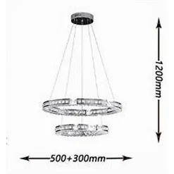 LAMPADARIO LED SOFFITTO 40 W SOSPESO 2 ANELLI IN CRISTALLO LUCE FREDDA 8000K B71