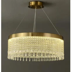 LAMPADARIO LED SOSPENSIONE ROTONDO CON CRISTALLI IN ACRILICO CONTEMPORANEO LP-28