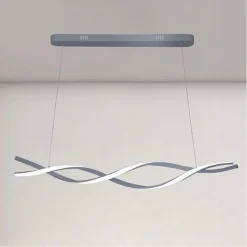 LAMPADARIO LED SOSPENSIONE 48W ARGENTO SPIRALE ONDULATO VORTICE INTRECCIATO LUCE 6500K 32538