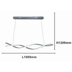 LAMPADARIO LED SOSPENSIONE 48W ARGENTO SPIRALE ONDULATO VORTICE INTRECCIATO LUCE 6500K 32538
