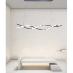 LAMPADARIO LED SOSPENSIONE 48W ARGENTO SPIRALE ONDULATO VORTICE INTRECCIATO LUCE 4000K 32521