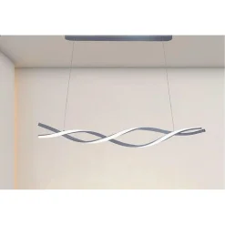 LAMPADARIO LED SOSPENSIONE 48W ARGENTO SPIRALE ONDULATO VORTICE INTRECCIATO LUCE 4000K 32521