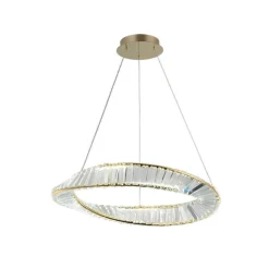 LAMPADARIO LED 45W SOSPESO DA SOFFITTO CURVE CON CRISTALLI LUCE FREDDA 8000K B76