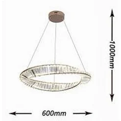 LAMPADARIO LED 45W SOSPESO DA SOFFITTO CURVE CON CRISTALLI LUCE FREDDA 8000K B76