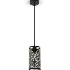 LAMPADARIO METALLO NERO STILE MAROCCHINO ELEGANTE LAMPADA A SOSPENSIONE