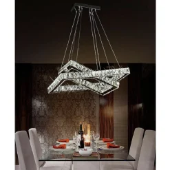 LAMPADARIO MODERNO A LED 48W CON CRISTALLI LUCE BIANCHISSIMA 6500K B12