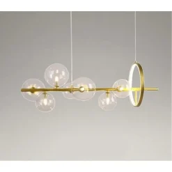 LAMPADARIO MODERNO A SOSPENSIONE ORO 7 SFERE G9 BOLLE IN VETRO CON CERCHIO 71683