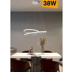 LAMPADARIO MODERNO A SOSPENSIONE LED STRISCIA CONTINUA 38W LUCE 6500K 4000K B62-B