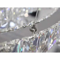 LAMPADARIO MODERNO A SOSPENSIONE LED LUCE FREDDA 40W 2 ANELLI OVALI CRISTALLI B49