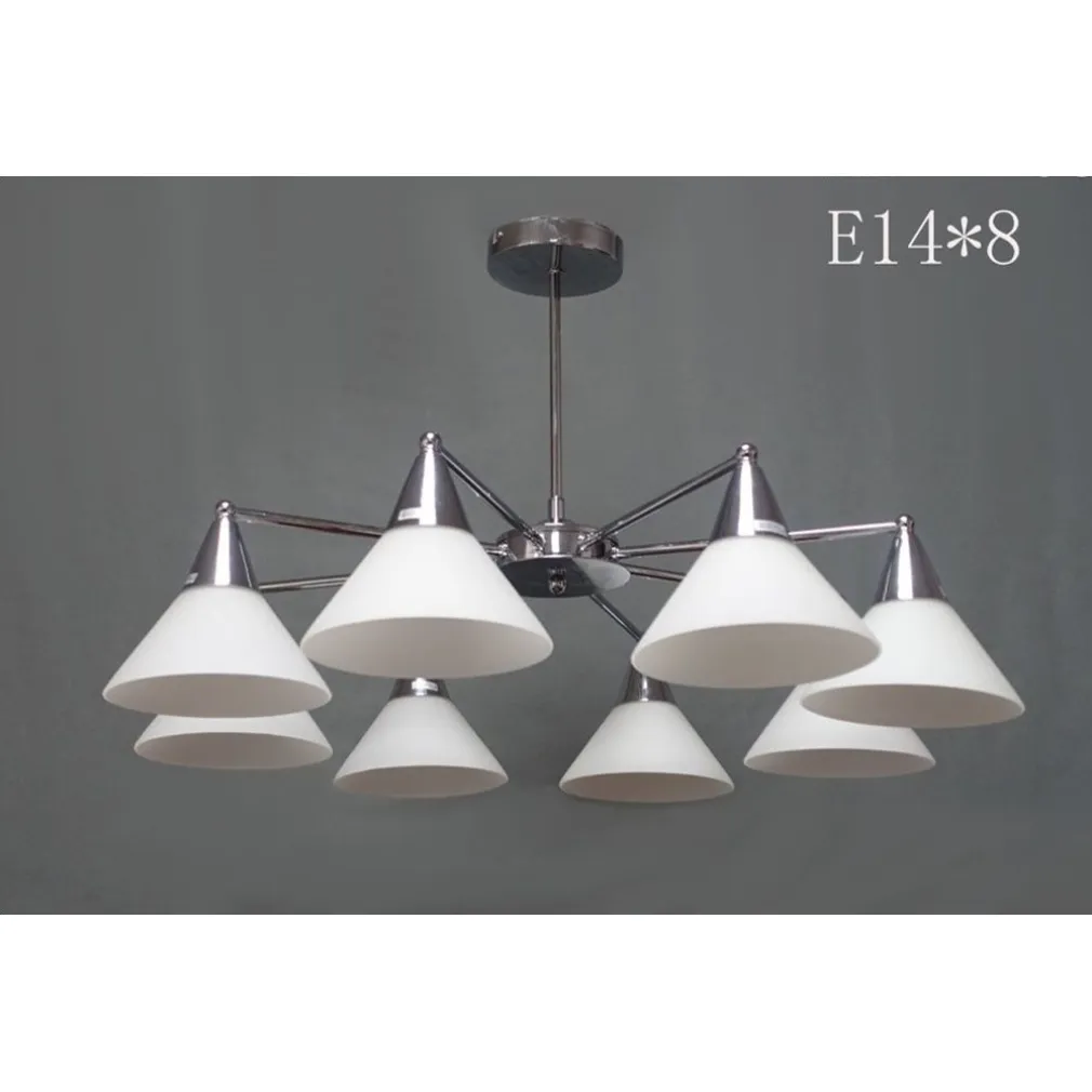 LAMPADARIO MODERNO LED A SOSPENSIONE A 8 BRACCI CON COPPE VETRO LAMPADA LUCE E14 00897