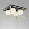 LAMPADARIO MODERNO NERO ORO A SOFFITTO PLAFONIERA QUADRATA E27 NORDICO 4 SFERE 32699