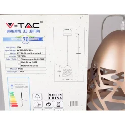 LAMPADARIO PENDENTE A SOSPENSIONE COLORE ORO CHAMPAGNE STILE ELEGANTE VT-7200