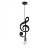 LAMPADARIO PENDENTE A SOSPENSIONE NOTA MUSICALE CHIAVE VIOLINO NERO E27 B01-N01