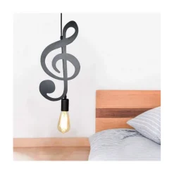 LAMPADARIO PENDENTE A SOSPENSIONE NOTA MUSICALE CHIAVE VIOLINO NERO E27 B01-N01