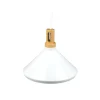 LAMPADARIO PENDENTE LAMPADA A SOSPENSIONE PARABOLA BIANCA BASE IN LEGNO VT-7535