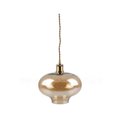 LAMPADARIO PENDENTE LAMPADA A SOSPENSIONE VINTAGE IN VETRO COLORE AMBRA VT-7290