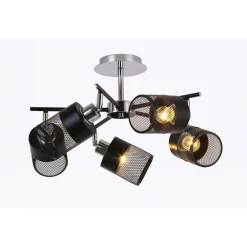 LAMPADARIO PLAFONIERA A SOFFITTO CON 5 PARALUMI LAMPADE ATTACCO E27 IN METALLO 00280