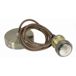 LAMPADARIO PORTALAMPADA A SOSPENSIONE VINTAGE BRONZO PER LAMPADINE E27 2MT E27-2M-V