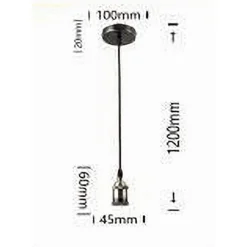 LAMPADARIO PORTALAMPADA A SOSPENSIONE VINTAGE BRONZO PER LAMPADINE E27 2MT E27-2M-V