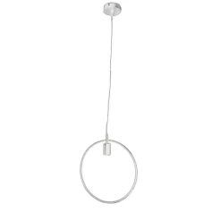 LAMPADARIO SOFFITTO A SOSPENSIONE PENDENTE CERCHIO PORTALAMPADA E27 B35-O BIANCO