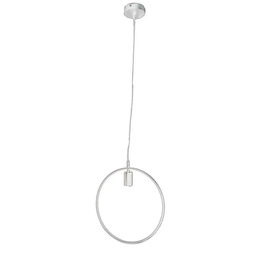 LAMPADARIO SOFFITTO A SOSPENSIONE PENDENTE CERCHIO PORTALAMPADA E27 B35-O BIANCO